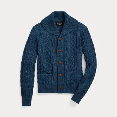 Rrl Cable Cotton-wool Shawl Cardigan In Burgundy