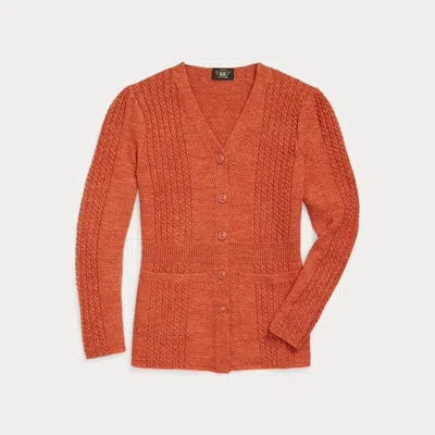 Rrl Cable-knit Cotton-linen Cardigan In Pink