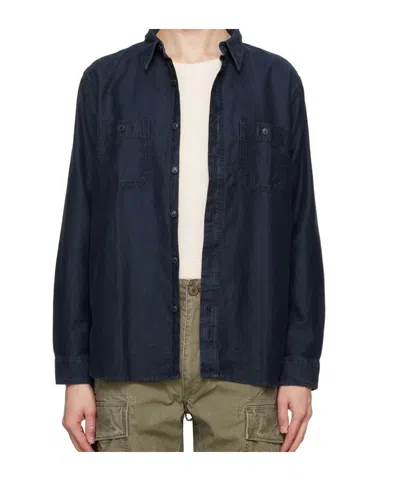 Rrl Cameron Cotton-linen Shirt In Blue
