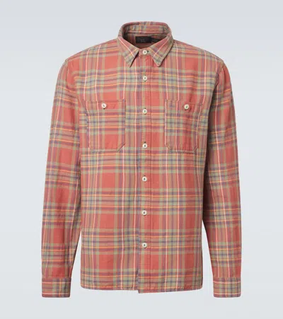 Rrl Cameron Plaid Cotton Twill Shirt In Orange