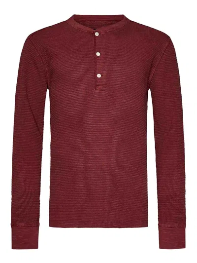 Rrl Cotton Long-sleeved Henley Shirt In Red