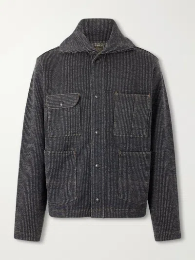 Rrl Charles Striped Cotton-blend Fleece Jacket In Gray