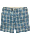 Rrl Check-print Linen Shorts In Blue