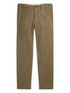 Rrl Check-print Tapered Trousers In Brown