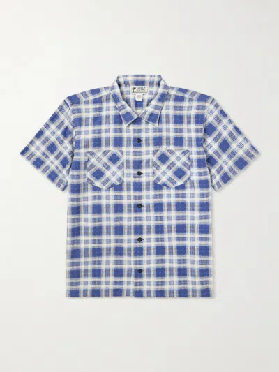 Rrl Summer Short Sleeve Checked Shirt In Indigo Plaid In Blue