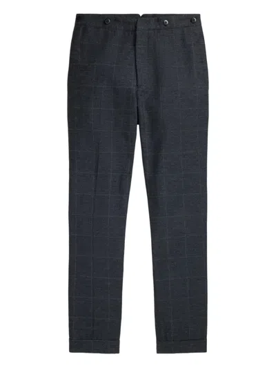 Rrl Checked Button-fastening Trousers In Gray