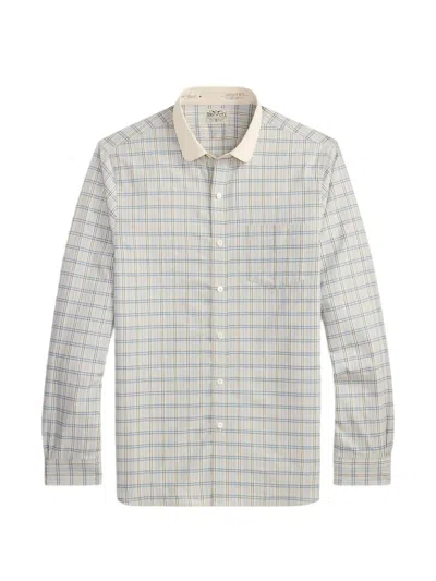 Rrl Checked Collared Shirt In Neutral