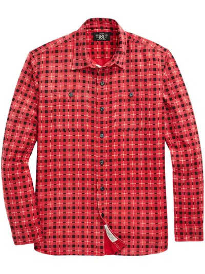 Rrl Checked Cotton-flannel Shirt In Red