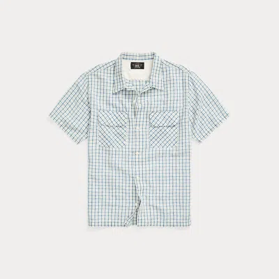 Rrl Checked Cotton-linen Camp Shirt In Neutral