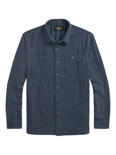 Rrl Checked Cotton Shirt In Blue