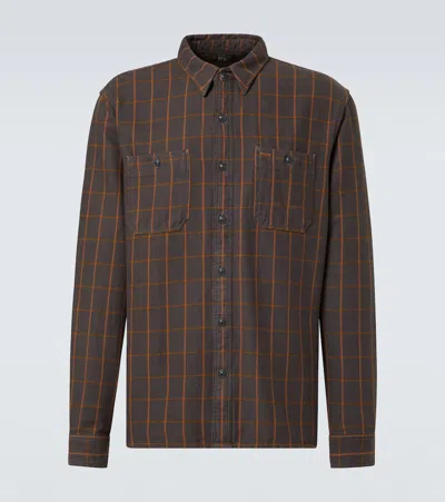 Rrl Checked Cotton Shirt In Rl-738 Plum/orange