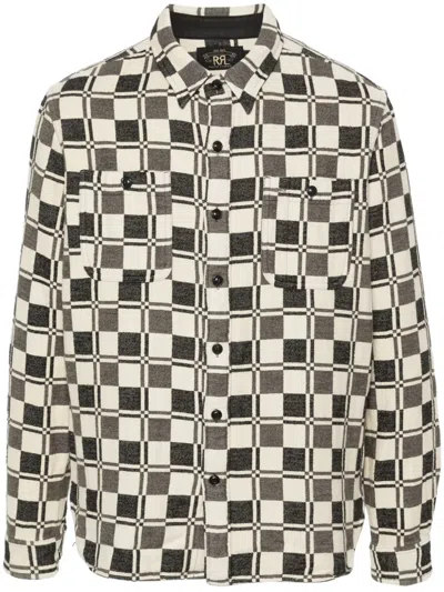 Rrl Checked Long-sleeved Shirt In 黑色