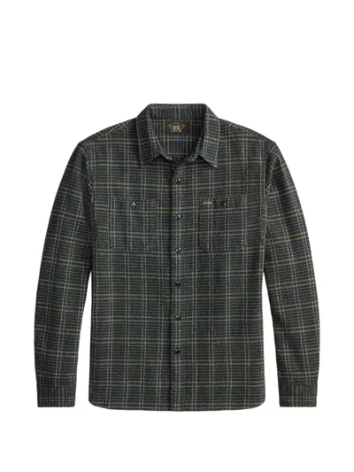 Rrl Checked Long-sleeved Shirt In Blue
