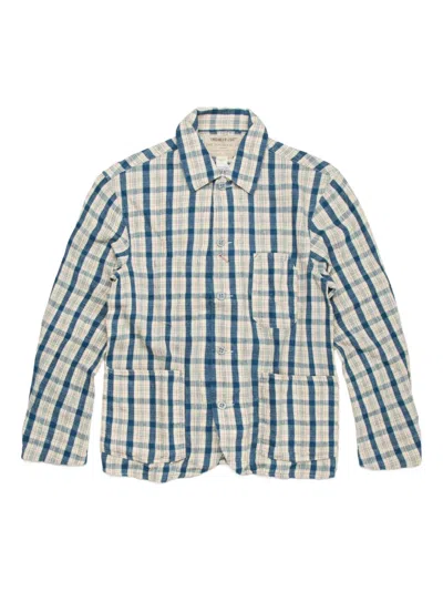 Rrl Checked Shirt Jacket In Blue