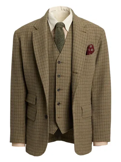 Rrl Checked Wool Blazer In Brown