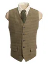 Rrl Checked Wool Waistcoat In Brown