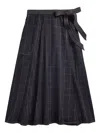 Rrl Checked Wrap Midi Skirt In Black