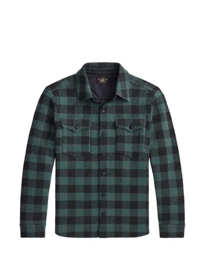 Rrl Check-pattern Button-down Shirt Jacket In Green