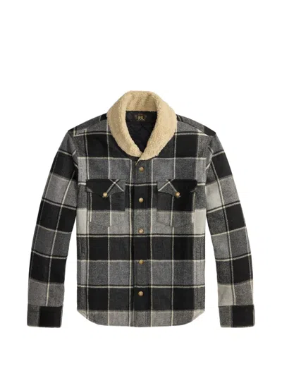Rrl Check-pattern Fleece-collar Jacket In Black