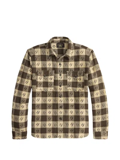 Rrl Check-pattern Long-sleeve Shirt In Brown