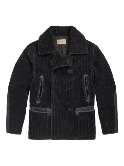Rrl Corduroy Double-breasted Jacket In Blue