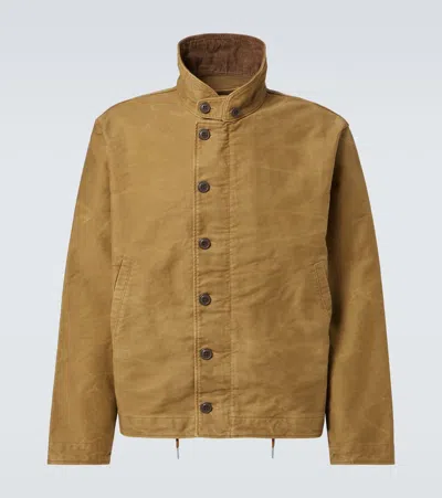Rrl Corduroy-trimmed Cotton Jacket In Khaki Drab