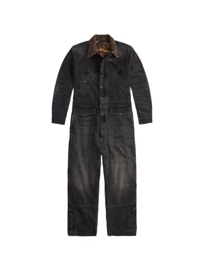 Rrl Corduroy-collar Cotton Dungarees In Black