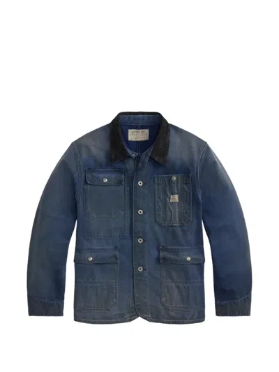 Rrl Corduroy-collar Jacket In Blue