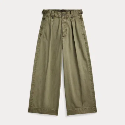 Rrl Cotton Cropped Wide-leg Trouser In Green