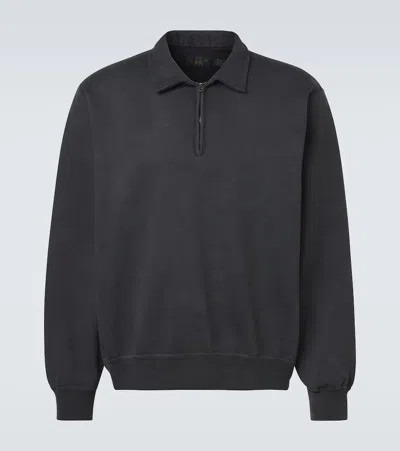 Rrl Cotton Half-zip Sweatshirt In Black