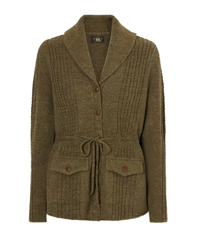 Rrl Olivia Belted Cotton And Linen-blend Cardigan In Green