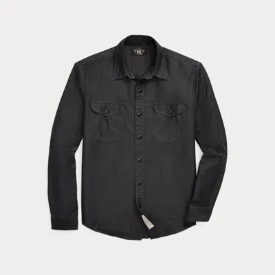 Rrl Cotton-linen Sateen Workshirt In Black