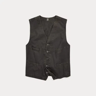 Rrl Cotton-linen Waistcoat In Black
