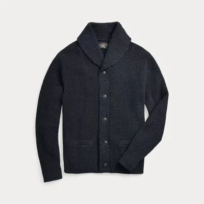 Rrl Cotton Shawl-collar Cardigan In Dark Navy Heather