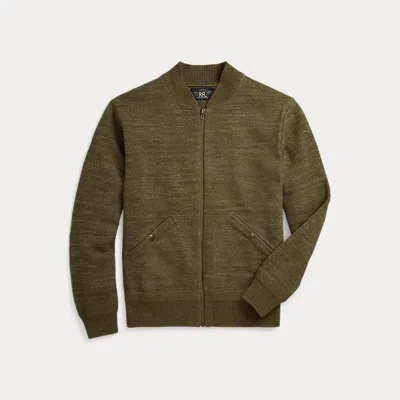 Rrl Cotton-wool Full-zip Jumper In Green
