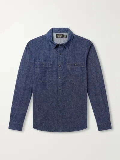 Rrl Indigo Denim Work Shirt In Blue