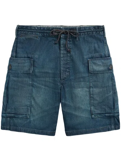 Rrl Denim Cargo Shorts In Blue