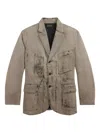 Rrl Distressed-finish Blazer In Gray
