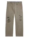 Rrl Distressed Straight-leg Trousers In Gray