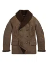 Rrl Double-breasted Shearling Jacket In Brown