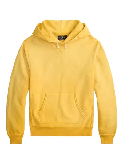 Rrl Drawstring Ribbed Fleece Hoodie In Yellow