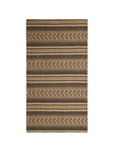 Rrl Duke Leaf-print Striped Scarf In Brown