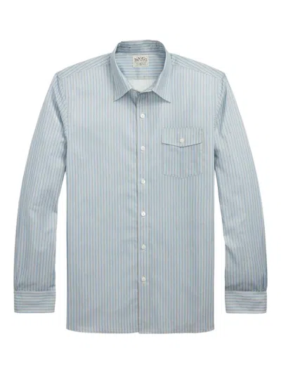 Rrl Eli Striped Button-up Shirt In Blue