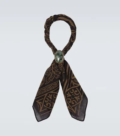 Rrl Embellished Printed Cotton Scarf In Black