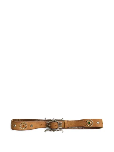 Rrl Embellished Rover Leather Belt In Brown