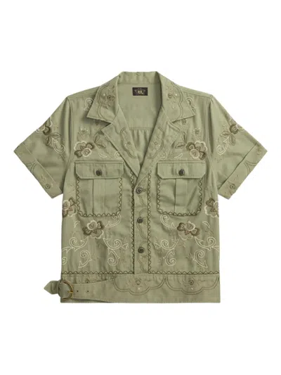 Rrl Besticktes Hemd Mit Schnalle In Green