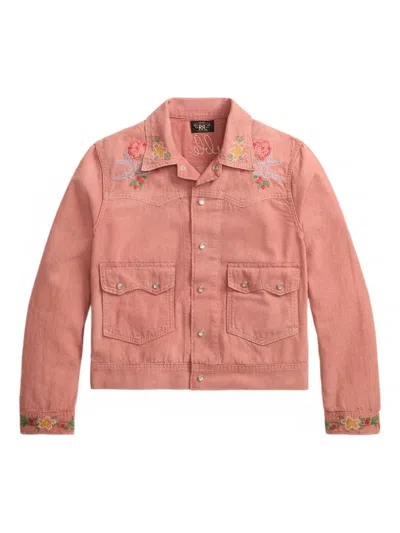 Rrl Embroidered Cotton Jacket In Orange