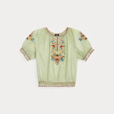 Rrl Embroidered Cotton Voile Blouse In Multi
