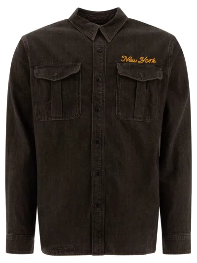 Rrl Embroidered Denim Shirt Shirts Black