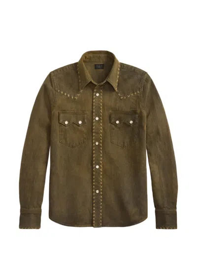 Rrl Embroidered Shirt In Gray